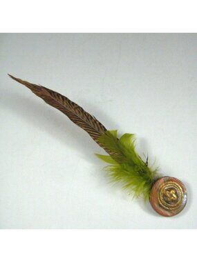 Handcrafted Feather Brooch Pin Genuine Feathers Plastic Pin